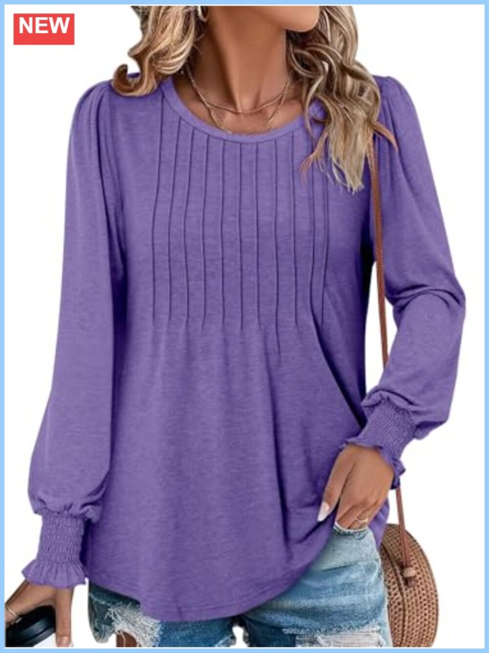 Womens Long Sleeve V Neck Ruffle Floral Tunic Top Blouse